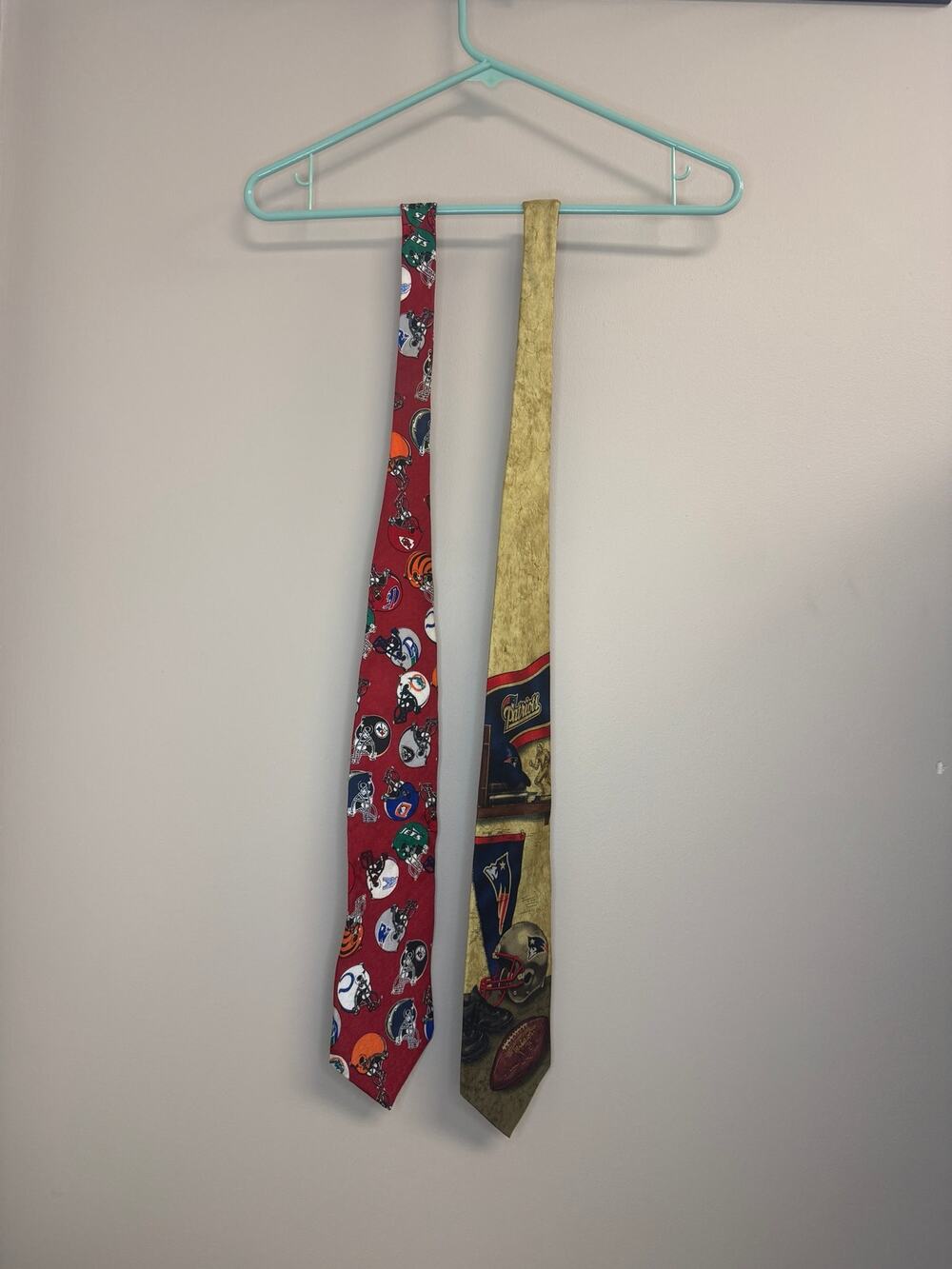 Vintage NFL Tie Lot of 2 Team NFL Helmets New England Patriots Football Necktie